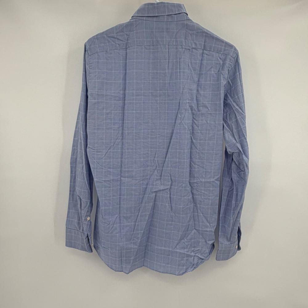 Uniqlo Button Down Shirt Mens Small Blue Slim Fit Plaid Long Sleeve - Picture 3 of 6